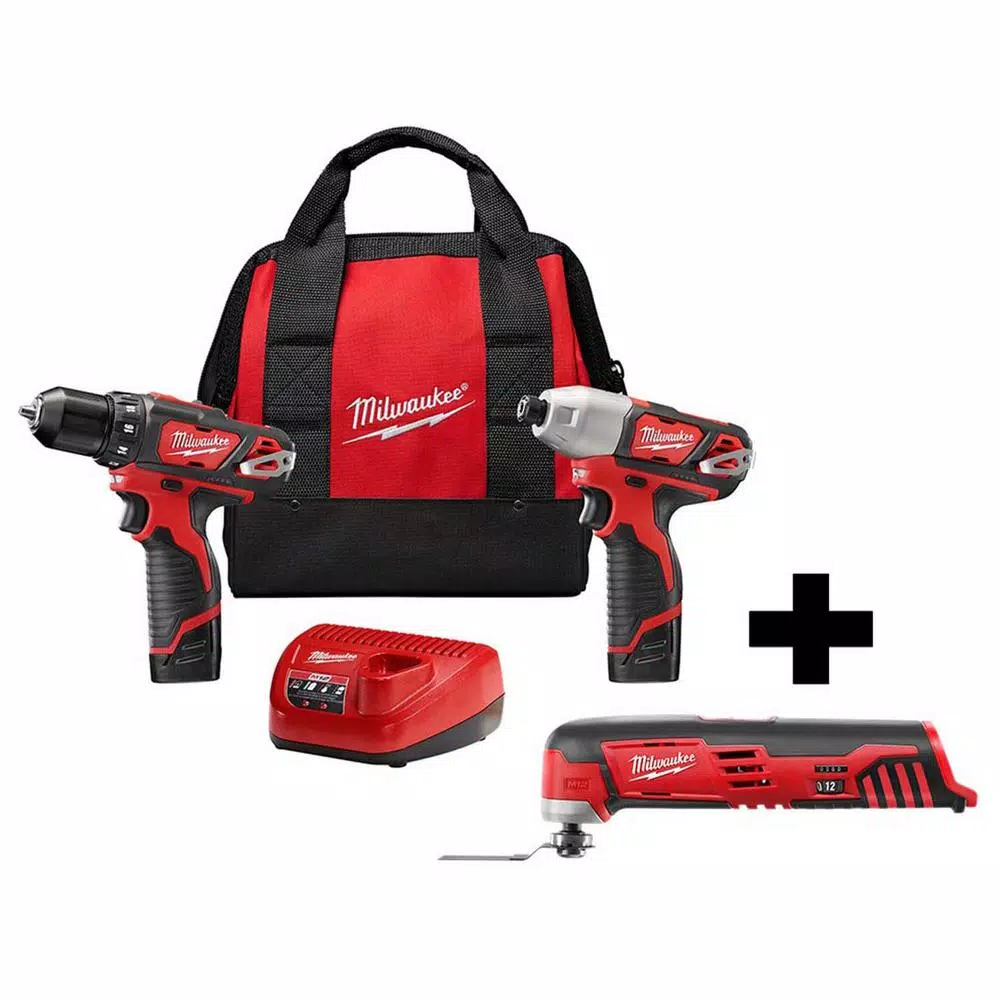 Milwaukee M12 12-Volt Lithium-Ion Cordless Drill Driver/Impact Driver Combo Kit (2-Tool) W/ M12 Oscillating Multi-Tool