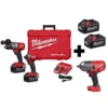 Milwaukee M18 FUEL 18-Volt Lithium-Ion Brushless Cordless Hammer Drill Driver/Impact Driver/Impact Wrench Kit with 4-Batteries