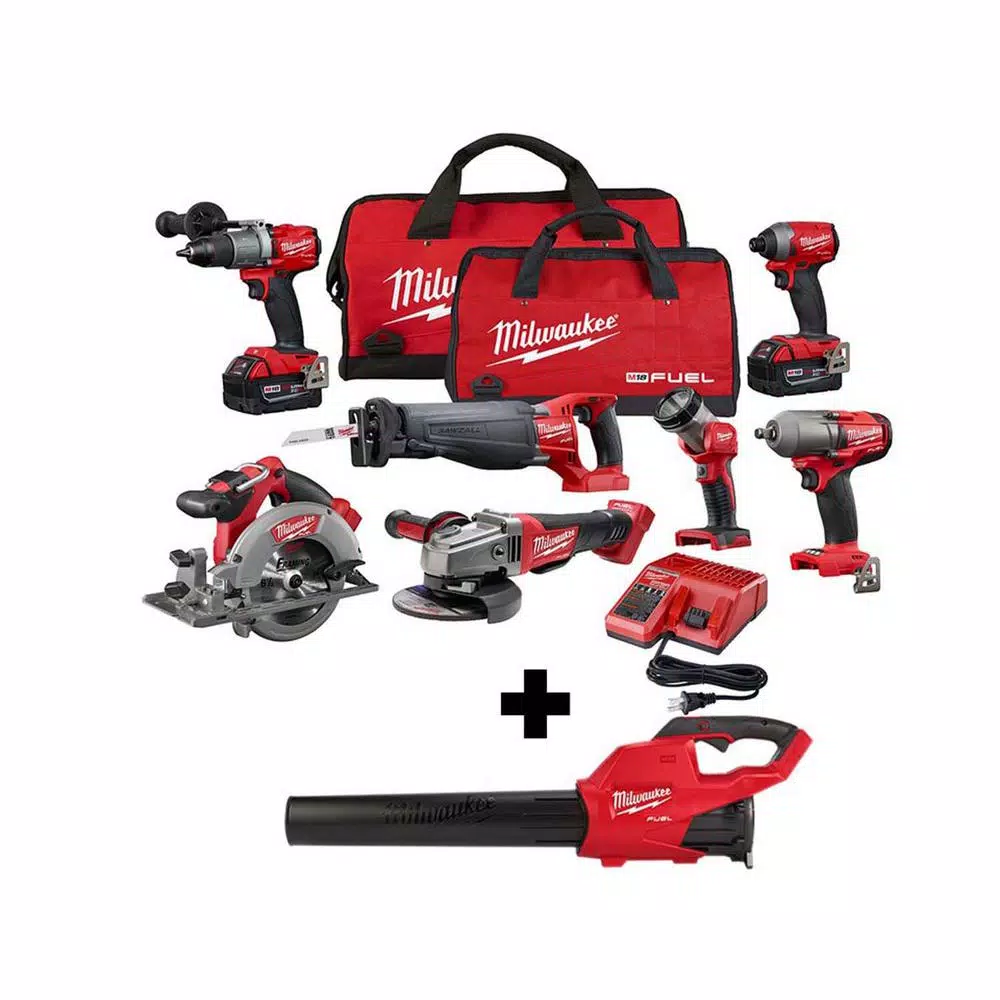 Milwaukee M18 FUEL 18-Volt Lithium-Ion Brushless Cordless Combo Kit (7-Tool) with M18 FUEL Handheld Blower