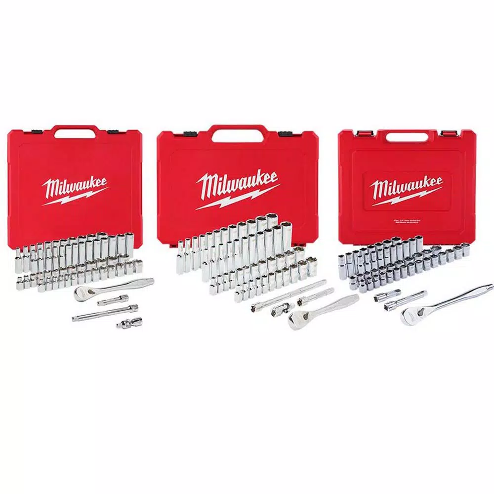 Milwaukee 1/4 in. and 3/8 in. and 1/2 in. Drive SAE/Metric Ratchet and Socket Mechanics Tool Set (153-Piece)