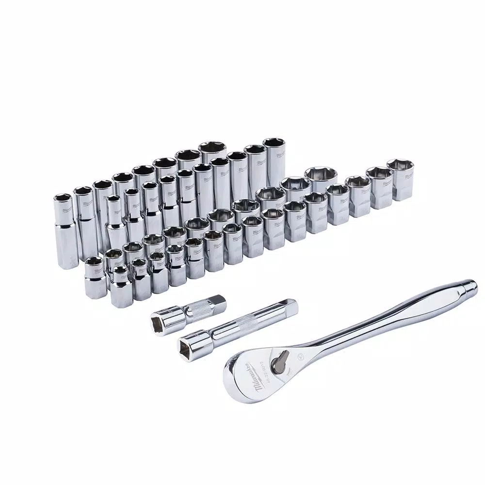 Milwaukee 1/2 in. Drive SAE/Metric Ratchet and Socket Mechanics Tool Set (47-Piece)