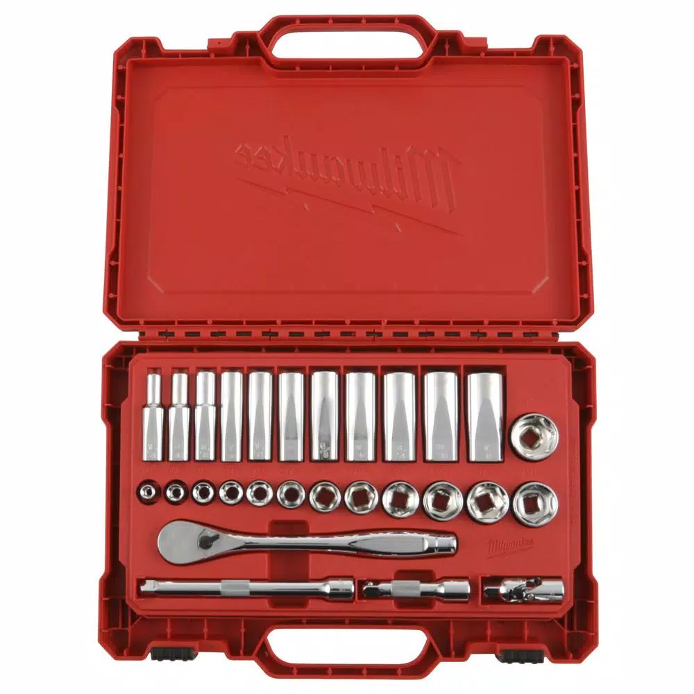 Milwaukee 3/8 in. Drive SAE Ratchet and Socket Mechanics Tool Set (28-Piece)