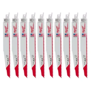 Milwaukee 9 in. 5 TPI AX Nail-Embedded Wood Cutting Reciprocating Saw Blades (10-Pack)