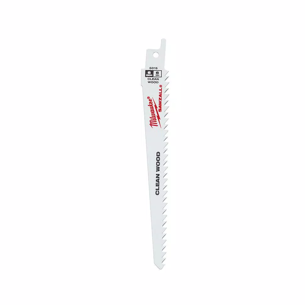 Milwaukee 6 in. 6 Teeth per in. Clean Wood Cutting SAWZALL Reciprocating Saw Blades (5 Pack)