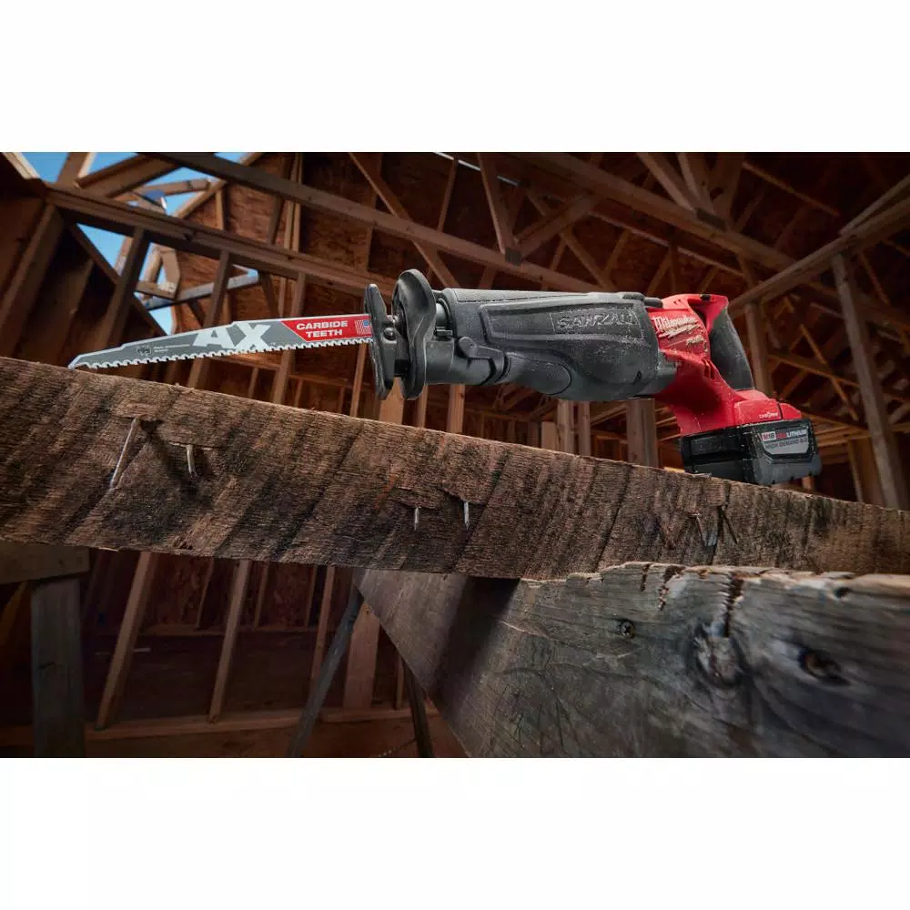 Milwaukee 9 in. 5 TPI AX Carbide Teeth Demo Nail Embedded Wood Cutting SAWZALL Reciprocating Saw Blade (2-Pack)