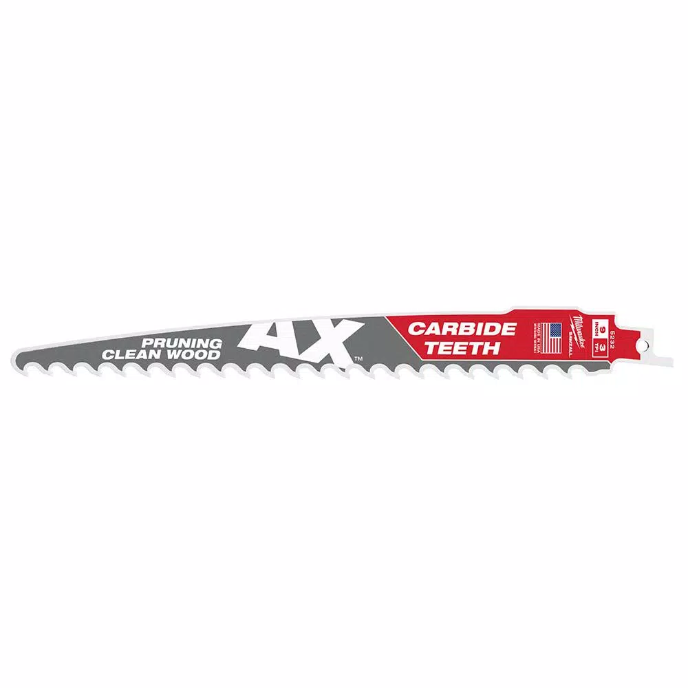 Milwaukee 9 in. 3 TPI Pruning Carbide Teeth Wood Cutting SAWZALL Reciprocating Saw Blade