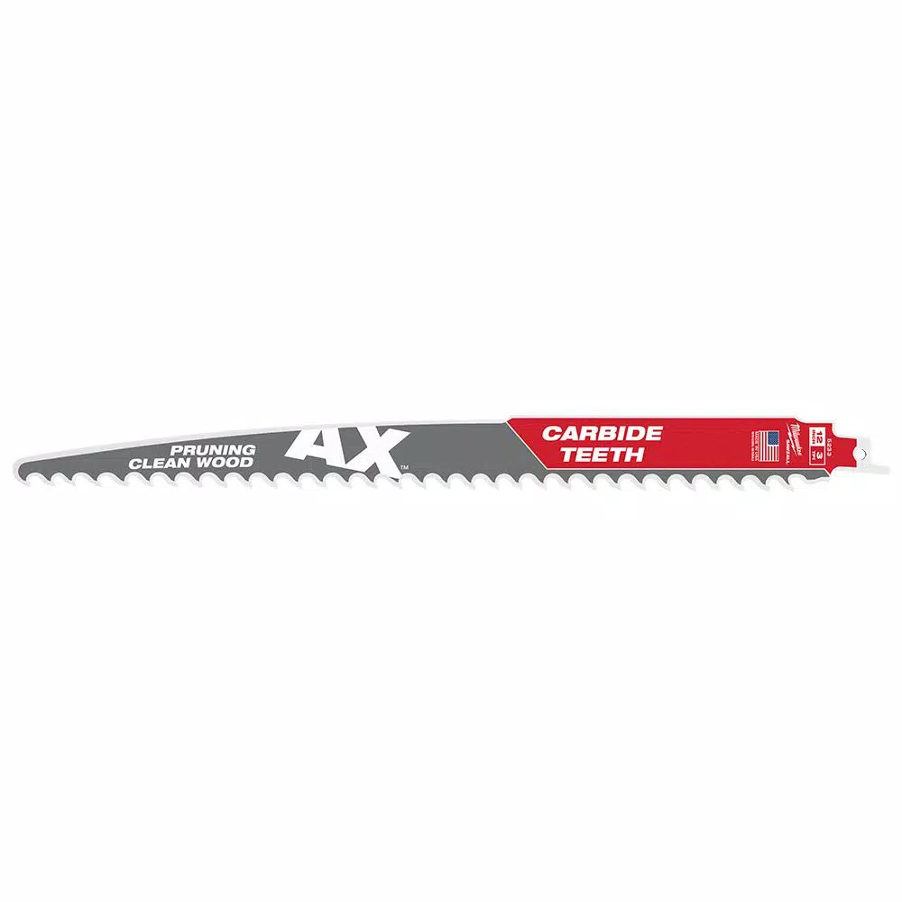 Milwaukee 12 in. 3 TPI Pruning Carbide Teeth Wood Cutting SAWZALL Reciprocating Saw Blade