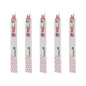 Milwaukee 9 in. 14 TPI Torch Medium Metal Cutting SAWZALL Reciprocating Saw Blades (5-Pack)