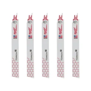 Milwaukee 9 in. 18 TPI Torch Medium Metal Cutting SAWZALL Reciprocating Saw Blades (5-Pack)