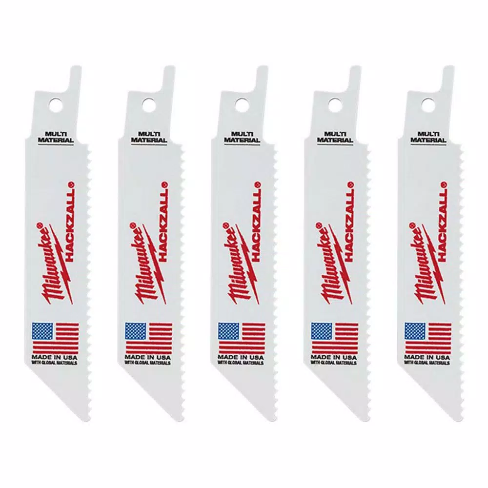 Milwaukee 4 in. 10 Teeth Per in. Multi Material Cutting HACKZALL Reciprocating Saw BladesBlade (5 Pack)