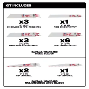 Milwaukee SAWZALL Wood and Metal Cutting Bi-Metal Reciprocating Saw Blade Set (16-Piece)