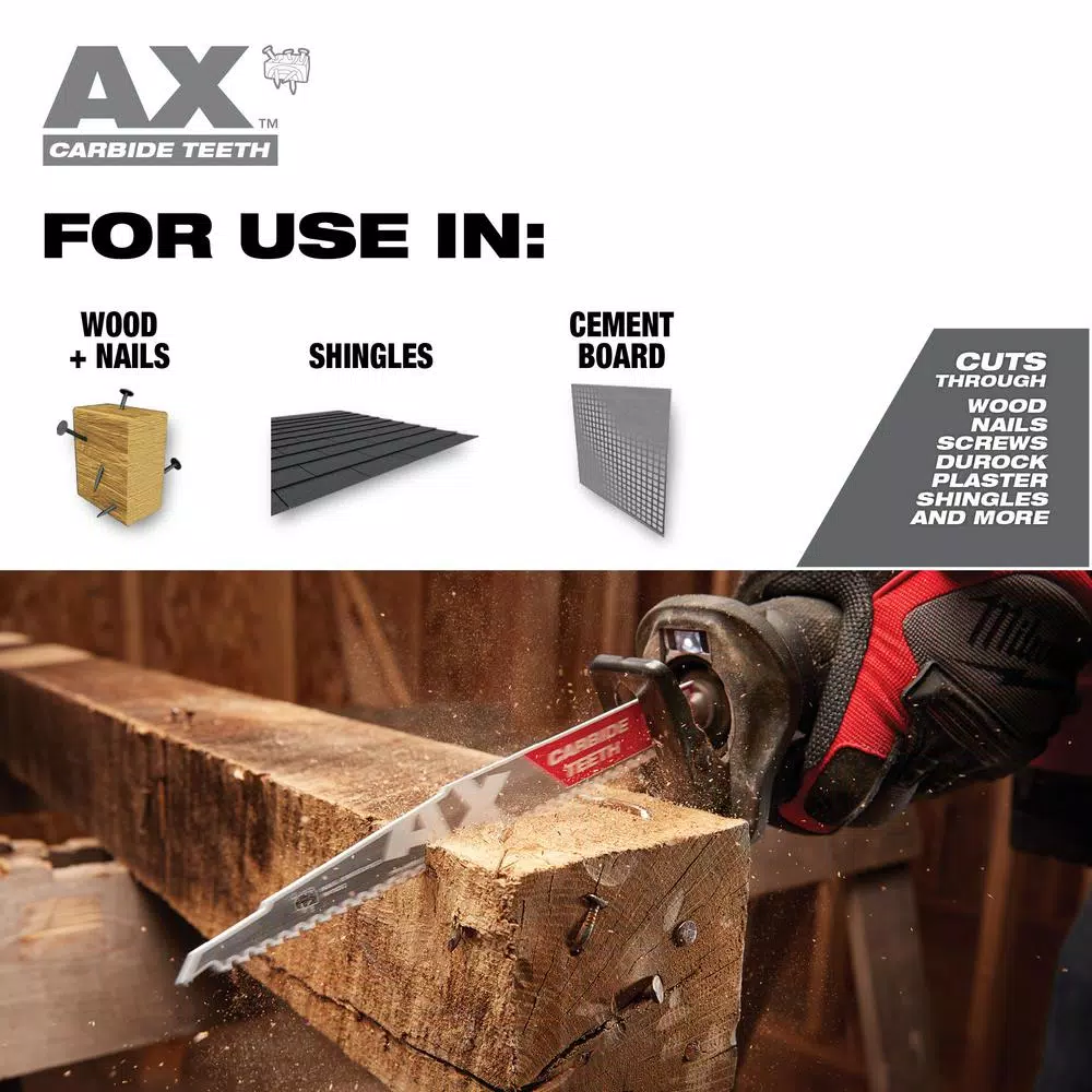 Milwaukee SAWZALL Demolition Wood and Metal Cutting Reciprocating Saw Blade Set (13-Piece) w/ 9 in. AX Carbide Teeth Blade
