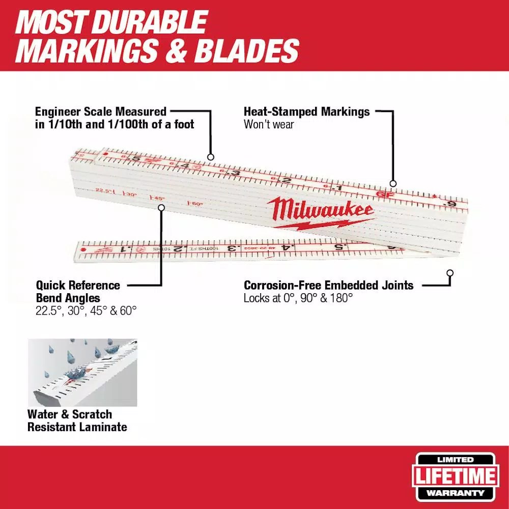 Milwaukee 78 in. Engineer's Composite Folding Ruler