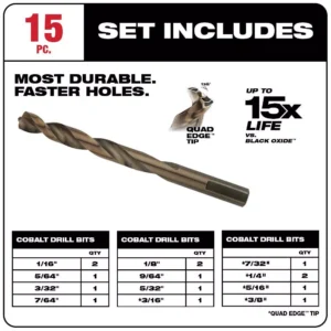 Milwaukee SHOCKWAVE Impact Duty Steel Driver Bit Set with Cobalt Drill Bit Set and Step Bit Set (66-Piece)
