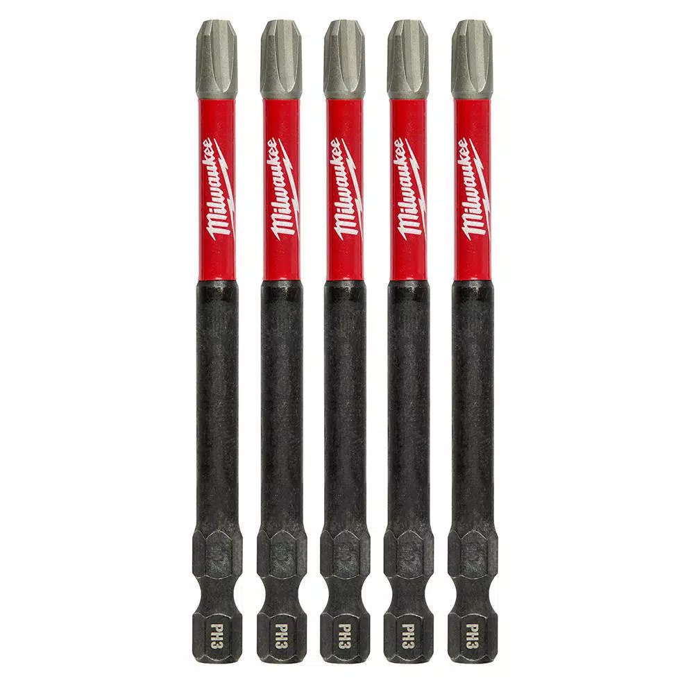 Milwaukee SHOCKWAVE Philips #3 3.5 in. Impact Duty Steel Screwdriver Bit (5-Pack)