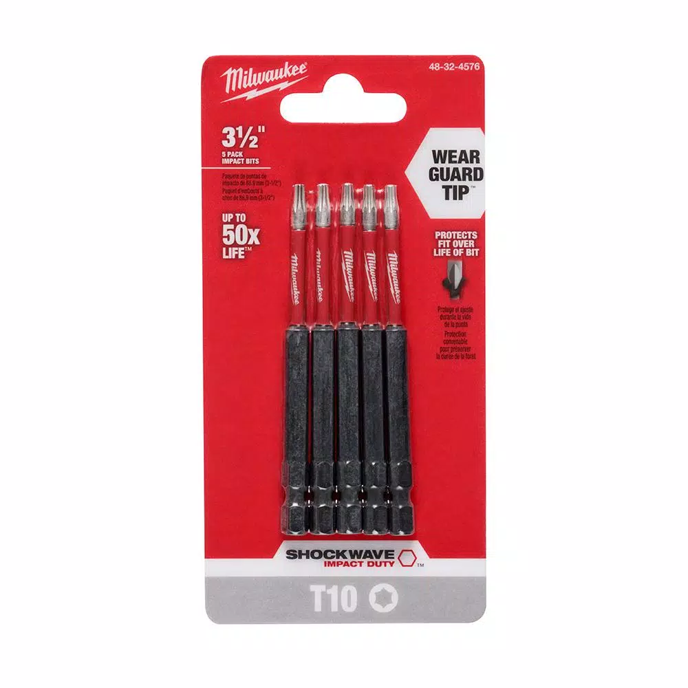 Milwaukee SHOCKWAVE Torx #10 3.5 in. Impact Duty Steel Screwdriver Bit (5-Pack)