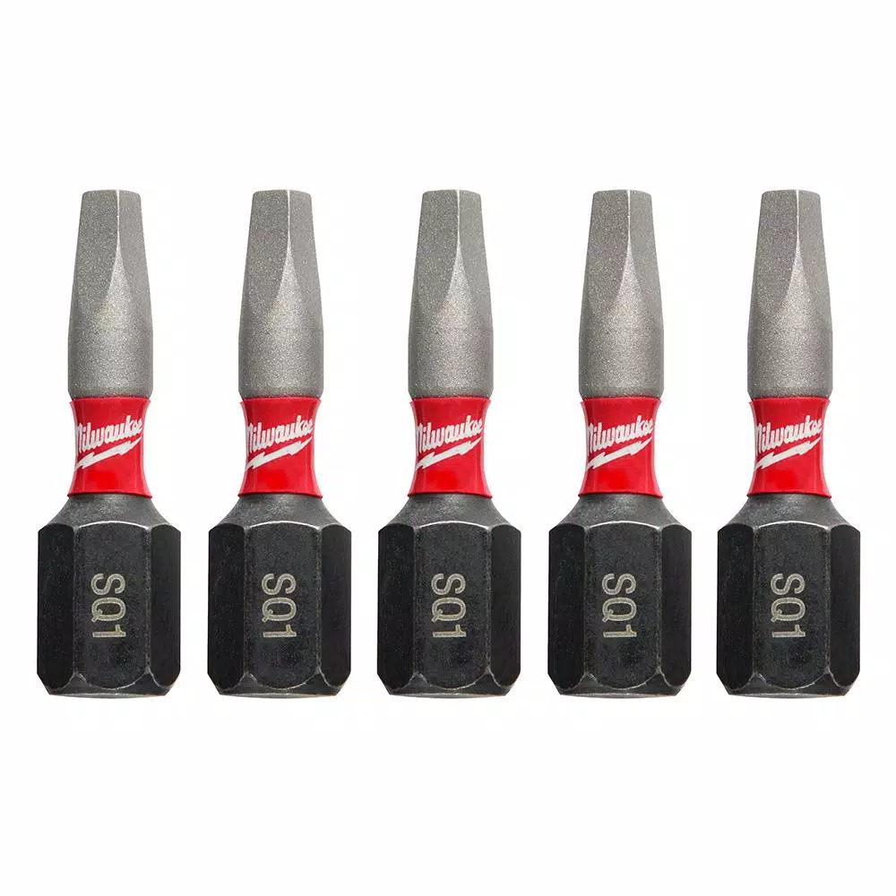 Milwaukee 1 in. #1 Square Recess Shockwave Impact Duty Steel Insert Bits (5-Pack)
