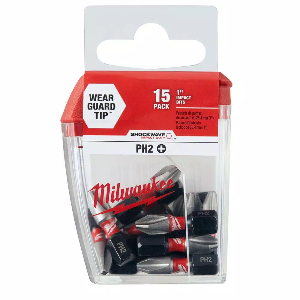 Milwaukee #2 Philips Shockwave 1 in. Impact Duty Steel Insert Bits (15-Pack)