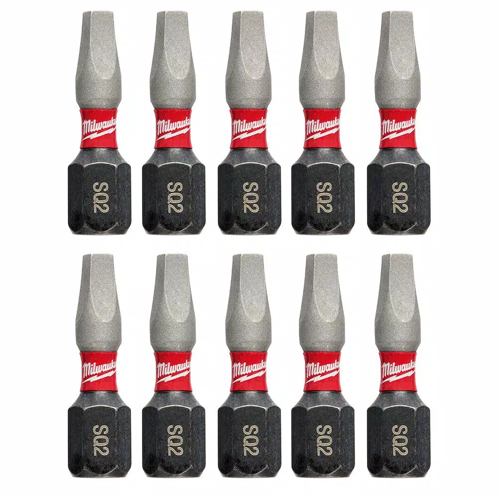 Milwaukee #2 Square Recess 1 in. Shockwave Impact Duty Steel Insert Bits (10-Pack)