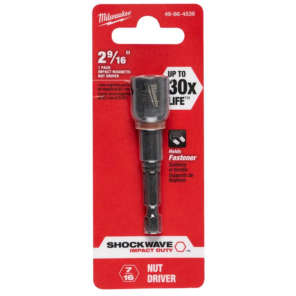Milwaukee Shockwave 7/16 in. x 2-9/16 in. Steel Magnetic Nut Driver