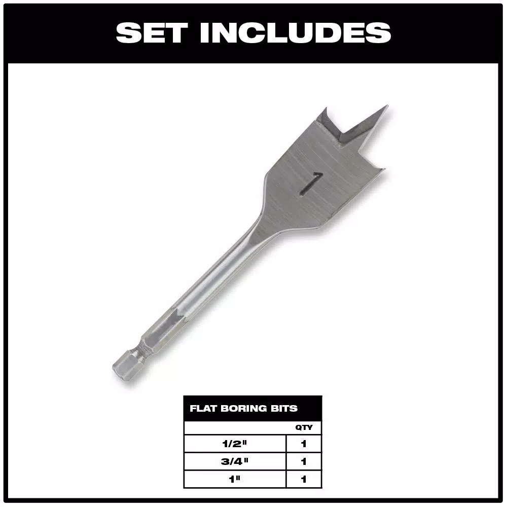 Milwaukee High Speed Wood Spade Bit Set (3-Piece)
