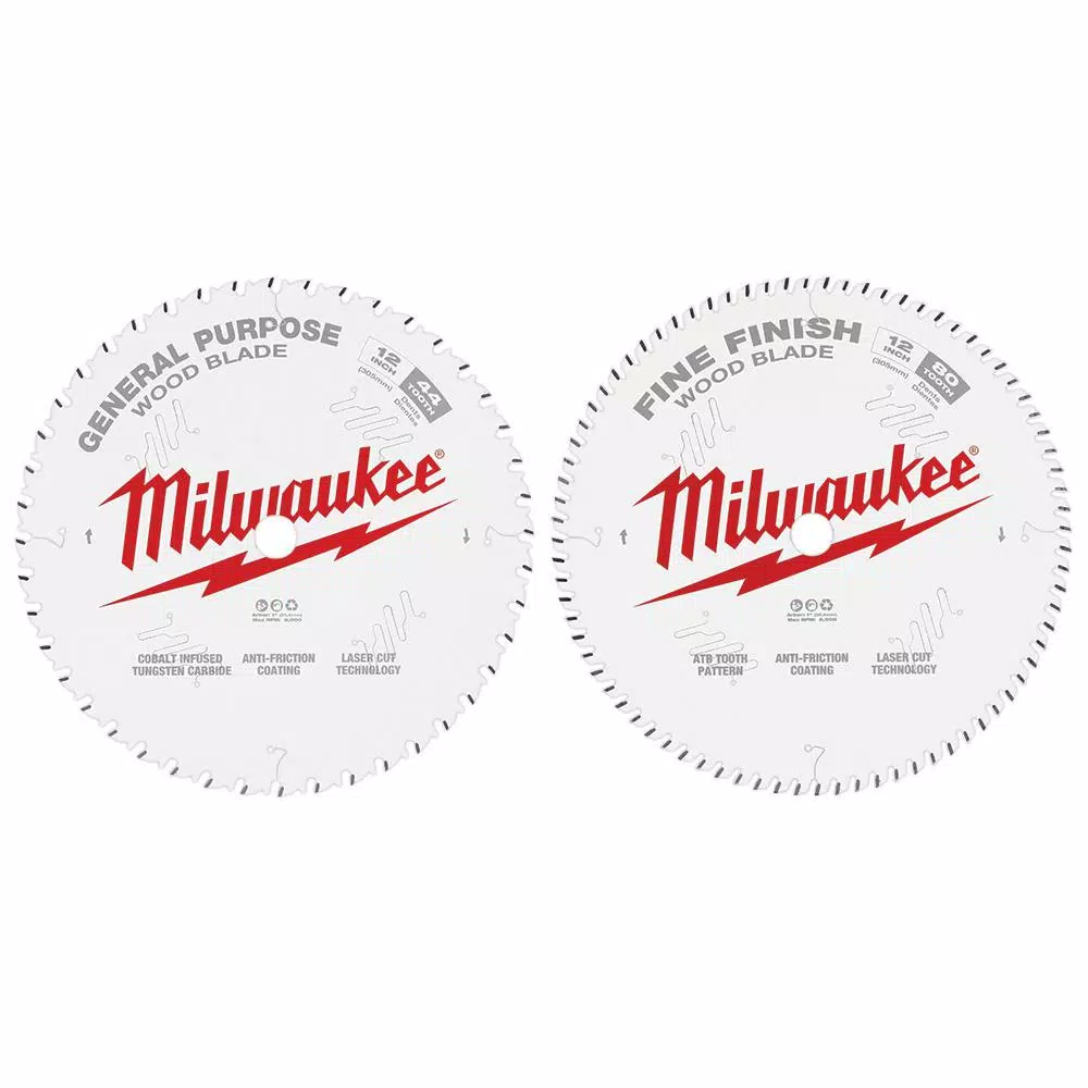 Milwaukee 12 in. x 44-Tooth and 80-Tooth Circular Saw Blade (2-Pack)
