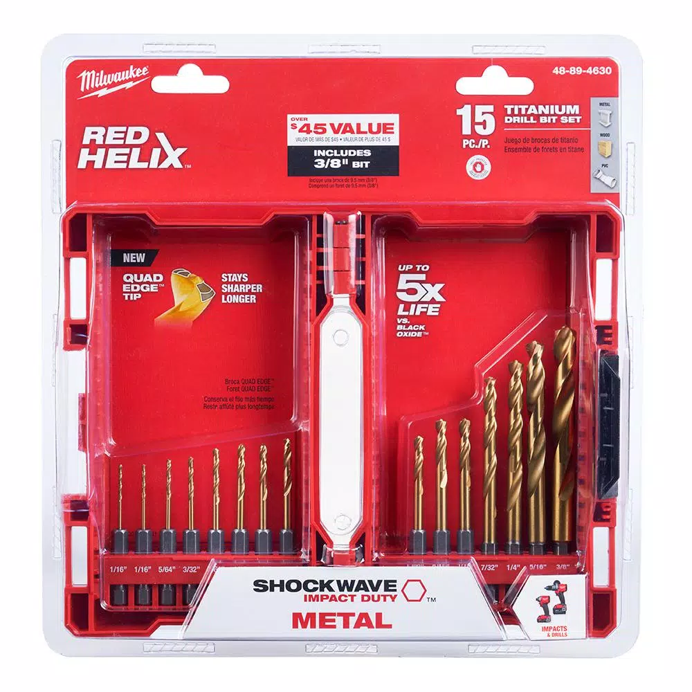 Milwaukee SHOCKWAVE IMPACT DUTY Titanium Drill Bit Set (15-Piece)