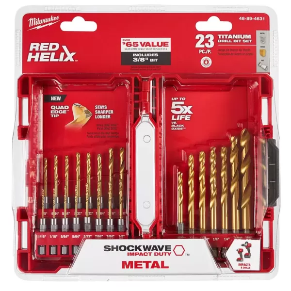 Milwaukee SHOCKWAVE IMPACT DUTY Titanium Drill Bit Set (23-Piece) – PAX ...