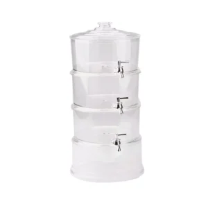 Mind Reader 3 Gal. Clear Plastic Beverage Dispenser with Ice Bottom, 3-Tier Stackable Drink Holder with Lids