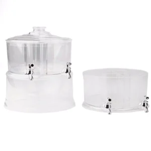 Mind Reader 2-Gal. Clear Beverage Dispenser 2-Tier Stackable and 4-Compartment Drink Holder with Lids