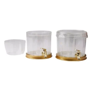 Mind Reader 2-Gal. Clear Beverage Dispenser with Ice Cone 2-Tier Stackable Drink Holder with Lids