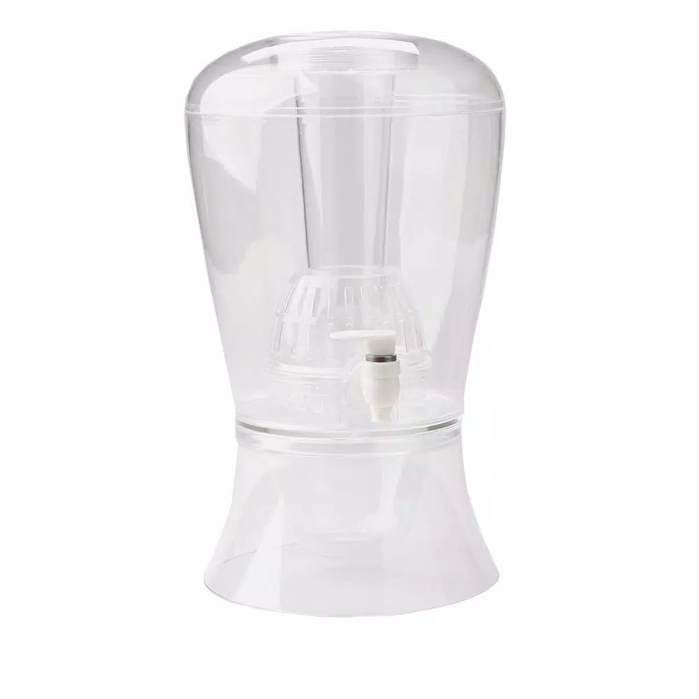 Mind Reader 24 oz. Clear Beverage Dispenser with Fruit Infuser and Ice Cone Drink Holder with Lid, Perfect for Parties