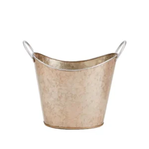 Mind Reader Brown Cooper Plated Galvanized Beverage and Ice Tub Bucket with Handle