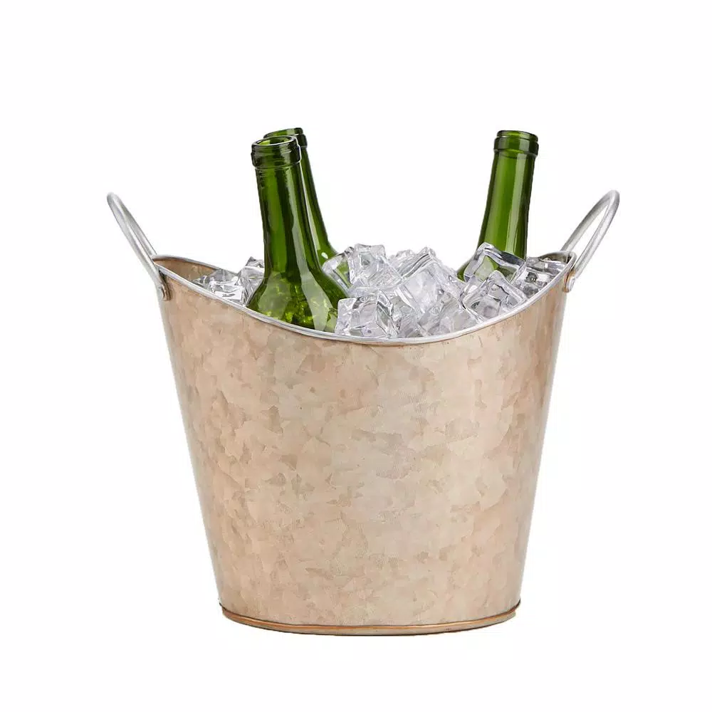 Mind Reader Brown Cooper Plated Galvanized Beverage and Ice Tub Bucket with Handle