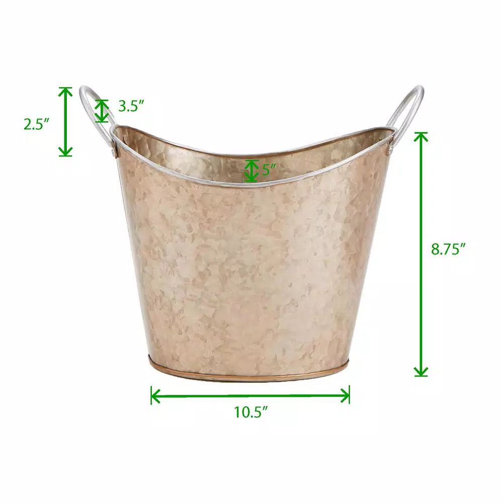 Mind Reader Brown Cooper Plated Galvanized Beverage and Ice Tub Bucket with Handle