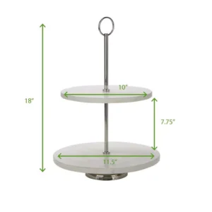 Mind Reader White 2 Tier Marble Pastry Stand, Party Pastry Display, Cupcake Stand Holder, Tiered Serving Dessert Display Tray