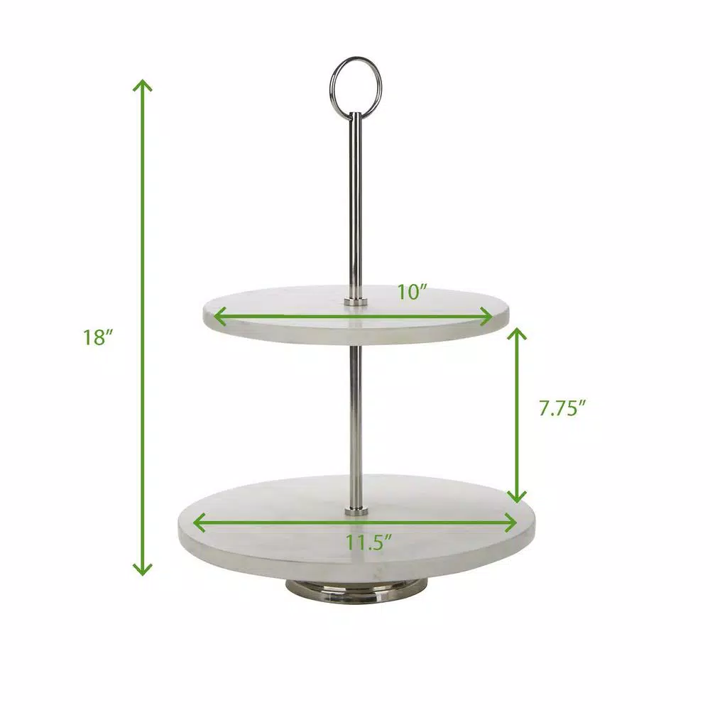 Mind Reader White 2 Tier Marble Pastry Stand, Party Pastry Display, Cupcake Stand Holder, Tiered Serving Dessert Display Tray
