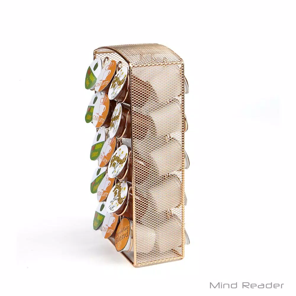 Mind Reader 30-Capacity Rose Gold Mesh K-Cup Storage Rack and Coffee Pod Carousel