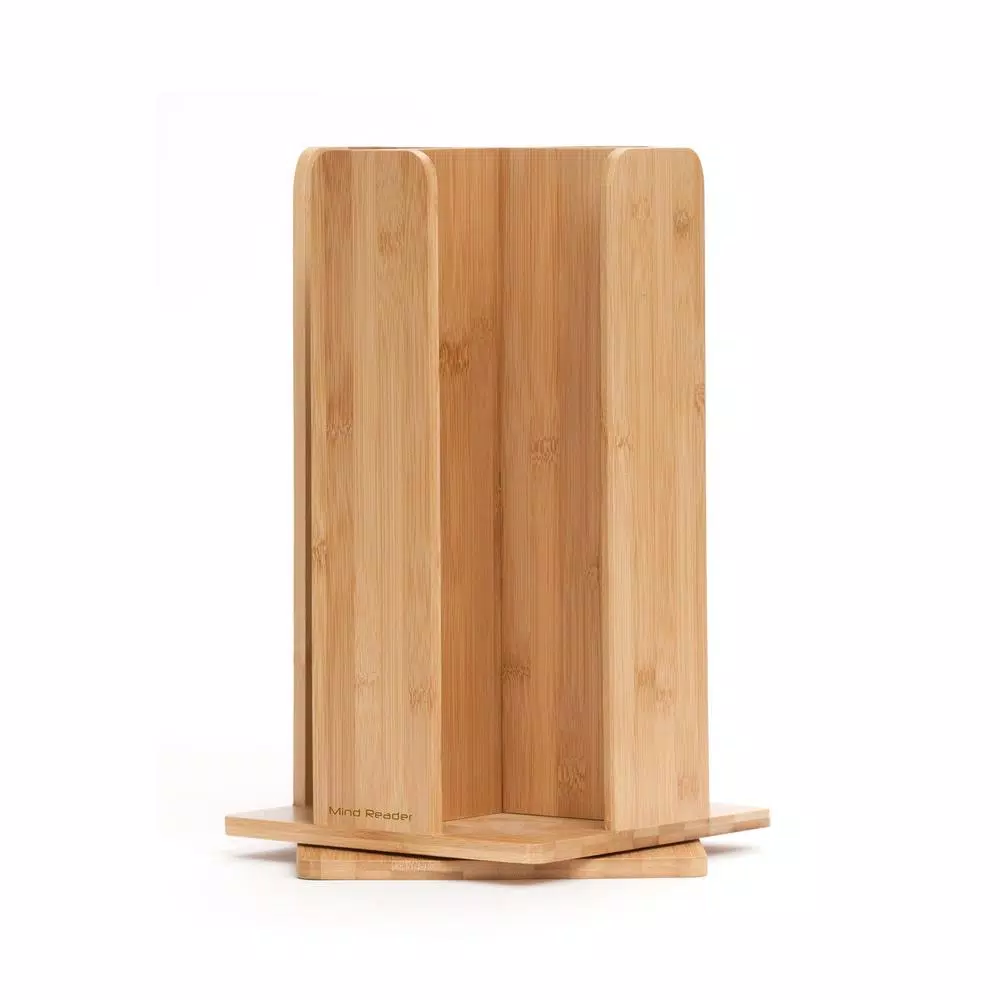 Mind Reader Tawny Bamboo Rotating Cup Holder and Lid Holder