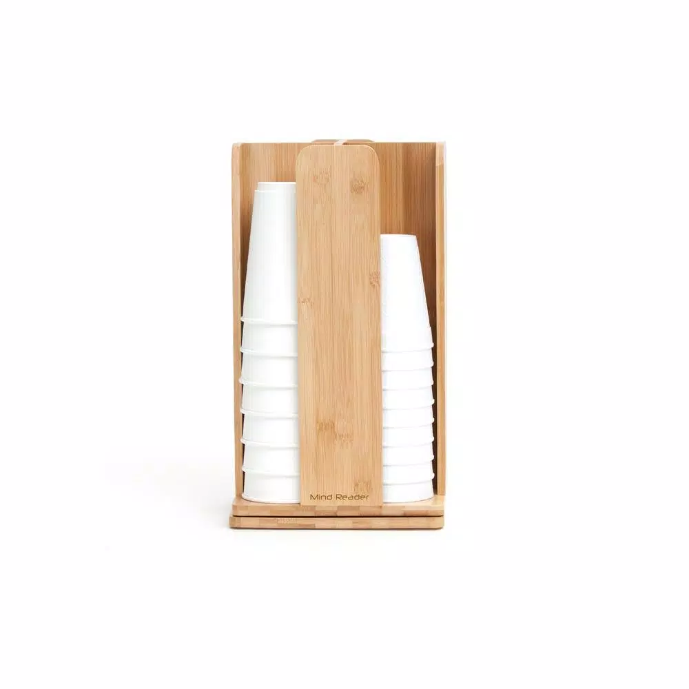Mind Reader Tawny Bamboo Rotating Cup Holder and Lid Holder