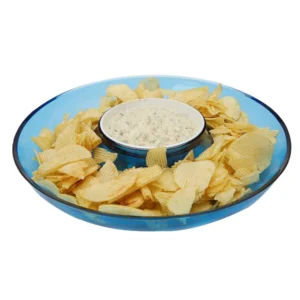 Mind Reader 13 in. x 2.25 in. Blue Acrylic Chip & Dip Bowl, Acrylic Tinted Snack Bowl, Kitchen, Countertop Bowl