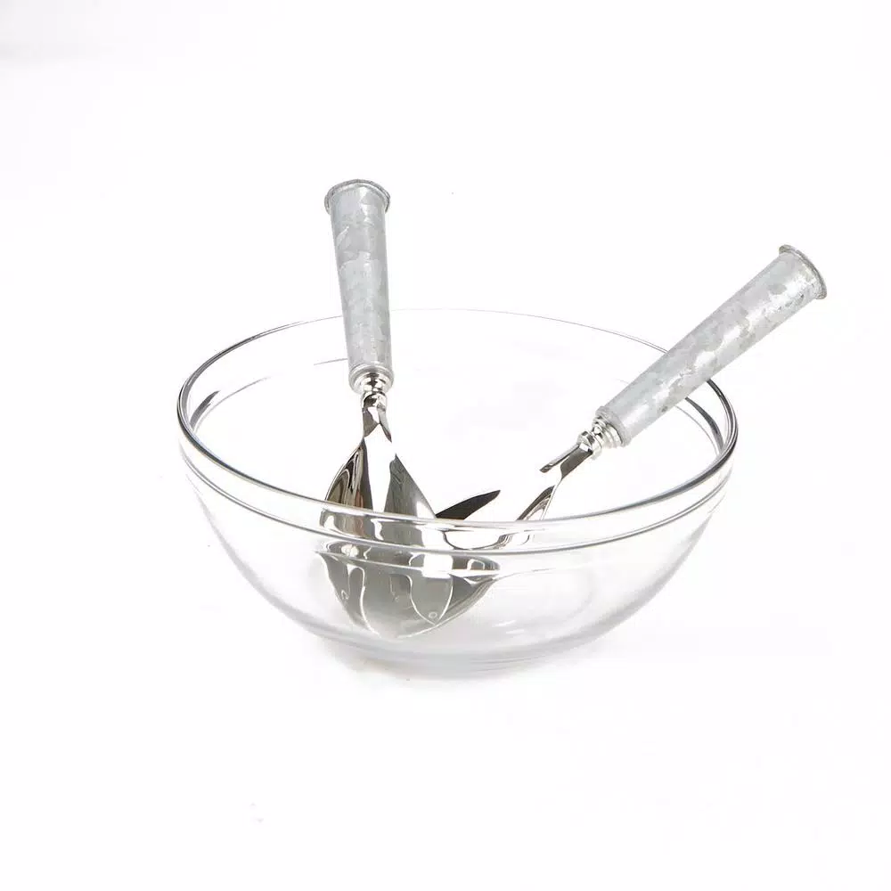 Mind Reader Silver Stainless Steel Salad Server Utensils Set Spoon and Fork Set