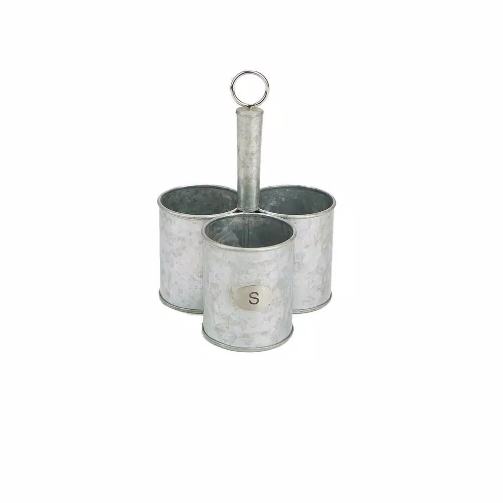 Mind Reader Silver Metal 3 Cup Utensils Caddy Cutlery Holder Flatware and Silverware Organizer