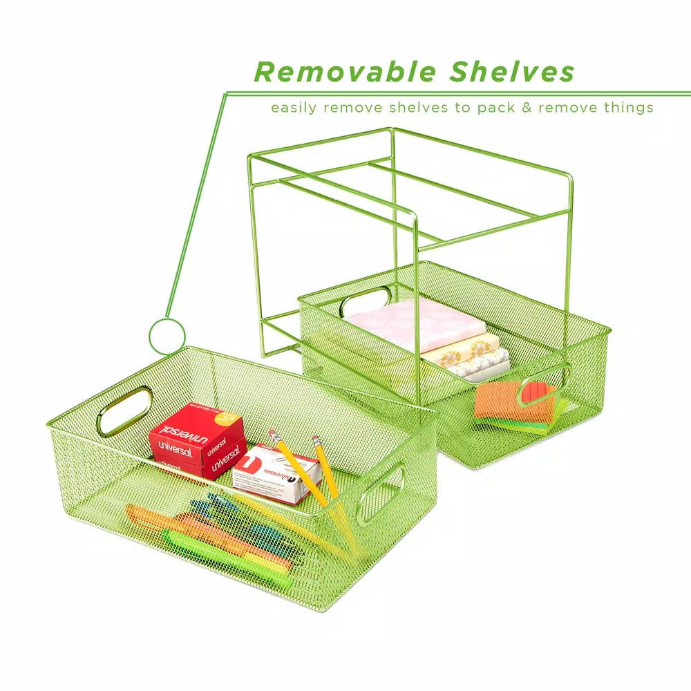 Mind Reader 12.25 in. H x 8.25 in. W x 12.38 in. L Modern Green Metal Flatware Organizer, Utensil Caddy