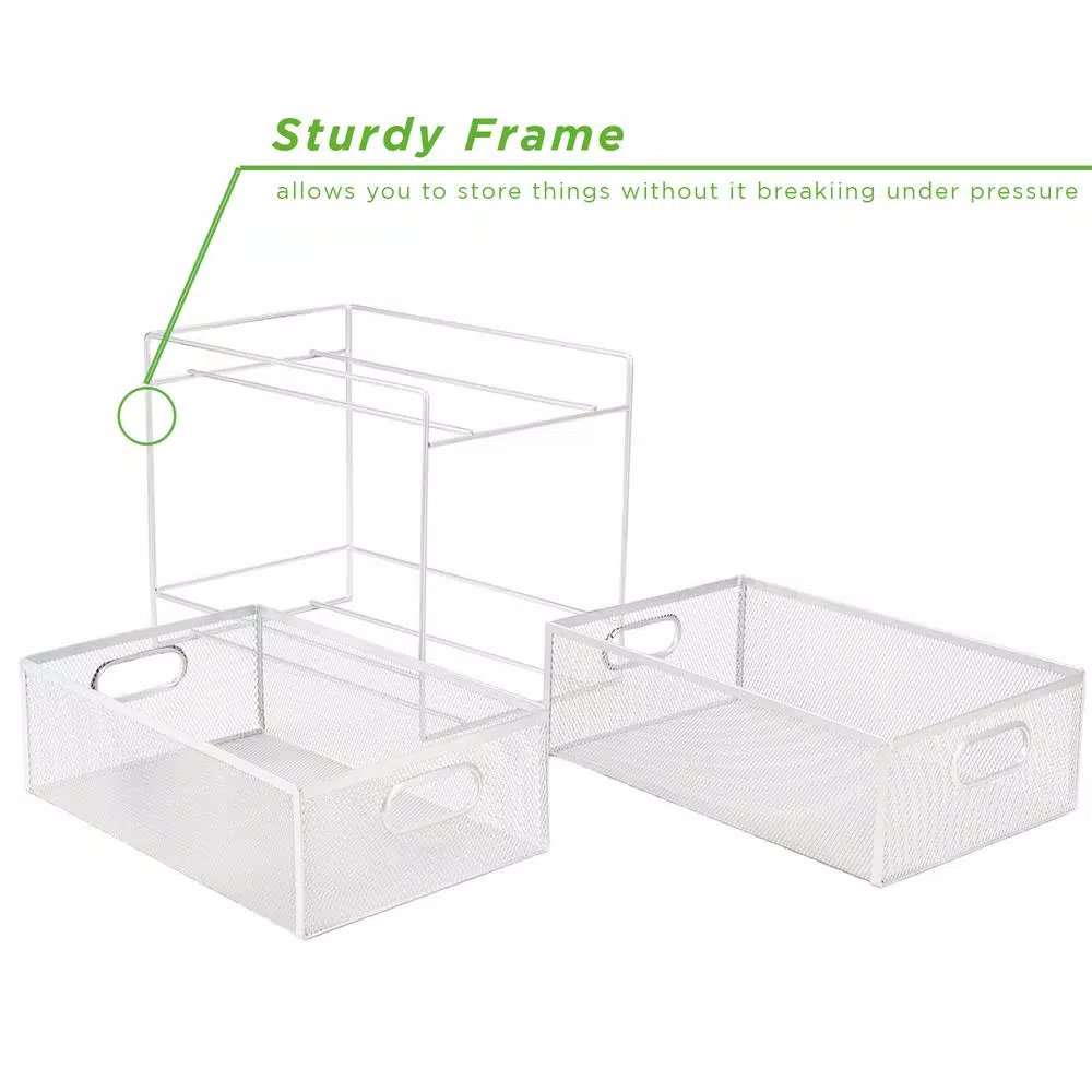 Mind Reader 12.25 in. H x 8.25 in. W x 12.38 in. L Modern White Metal Flatware Organizer, Utensil Caddy
