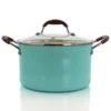 Oster Carrick 6 qt. Round Aluminum Nonstick Dutch Oven in Mint with Glass Lid