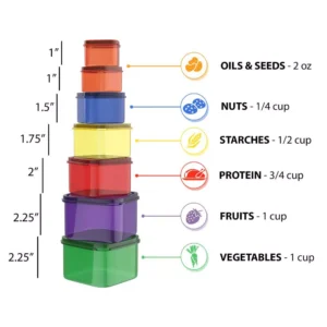 Classic Cuisine 7 -Piece Color Coded Portion Control Meal Prep Containers