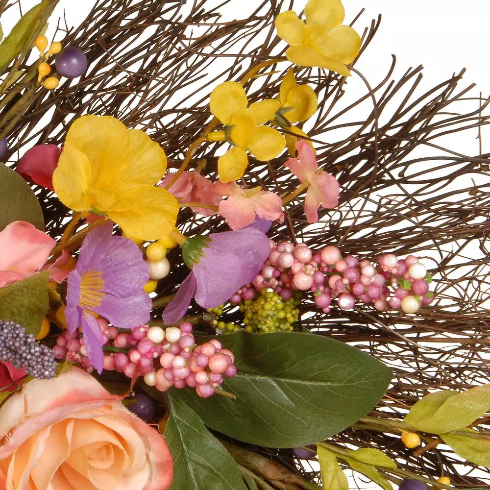 National Tree Company 24 in. Spring Wildflower Wreath