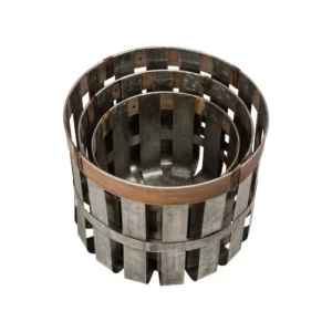 Glitzhome Farmhouse Slotted Galvanized Metal Storage Basket (Set of 3)