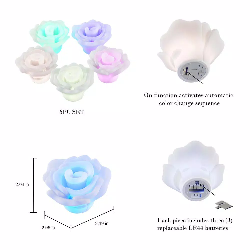 Lavish Home 6-Piece Rose-shaped Flameless LED Light Set